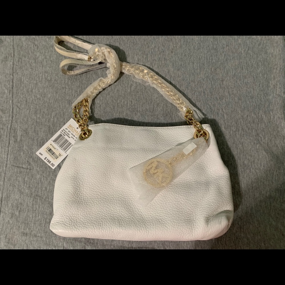 NWT Michael Kors White leather chain bag